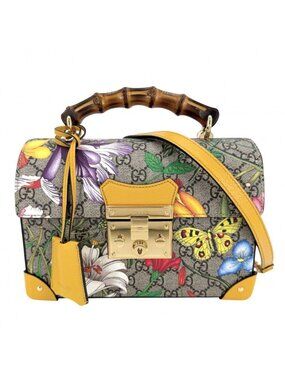 Gucci 2-Way GG Flora Bamboo Shoulder Bag Crossbody Flower Butterfly Supreme